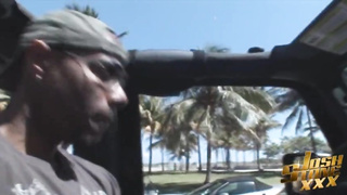 Latina Lifeguard Victoria Saucy Rails Ginormous Black Lollipop in Jeep