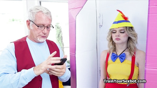 Slutty bot bends over for masters cock