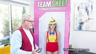 Slutty bot bends over for masters cock