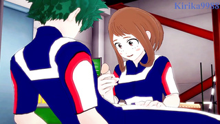 Ochako Uraraka plays rigid with Izuku Midoriya's chisel in the warehouse. - My Hero Academia Anime Porn