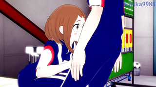 Ochako Uraraka plays rigid with Izuku Midoriya's chisel in the warehouse. - My Hero Academia Anime Porn