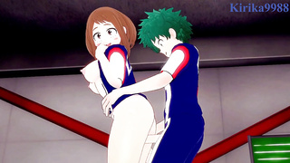Ochako Uraraka plays rigid with Izuku Midoriya's chisel in the warehouse. - My Hero Academia Anime Porn