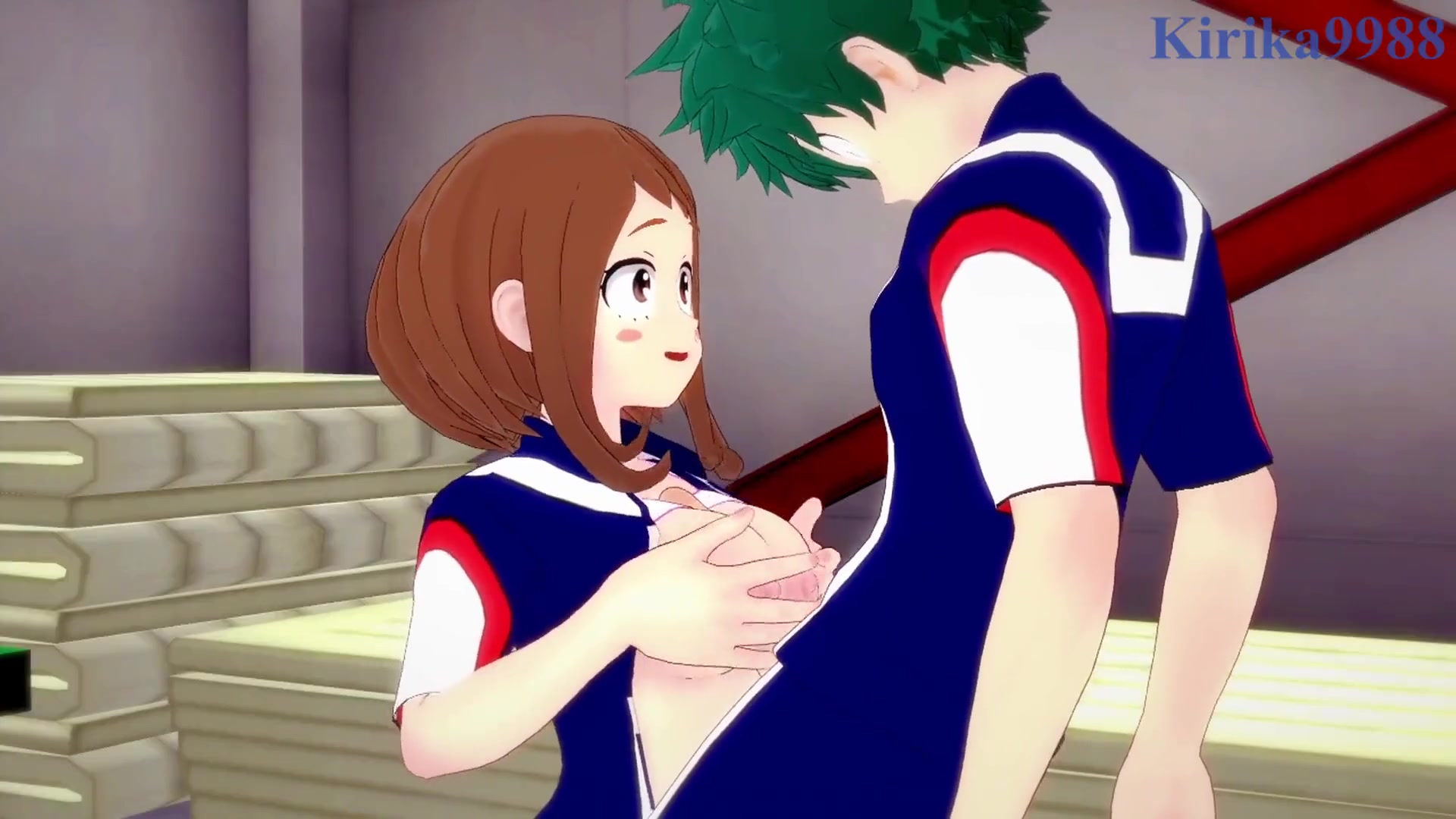 Ochako Uraraka plays rigid with Izuku Midoriya