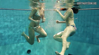 Greatest gals swim bare underwater