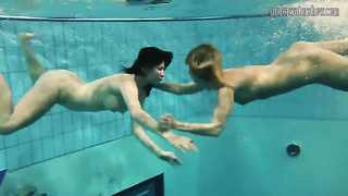 Greatest gals swim bare underwater