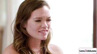 Petite babe masturbates as stepmoms fuck