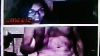 Horny Black College girl in glasses films my hot show (+ sound )