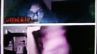 Horny Black College girl in glasses films my hot show (+ sound )