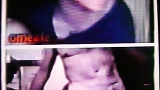 Horny College girl in blue dress likes my hot show (+ sound )