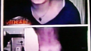 Horny College girl in blue dress likes my hot show (+ sound )