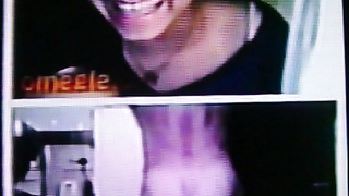 Horny College girl in blue dress likes my hot show (+ sound )