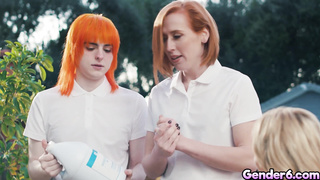 Threesome sex with transgender Shiri and Jean