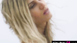 Skinny Italian babe stripping at a pier