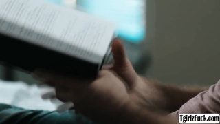 Transsexual sucks stepdads cock in bed