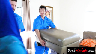 Arab teen Maya Bijou sucks two dicks