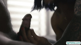 Busty transsexual interracial anal sex