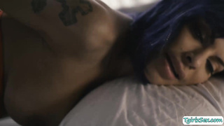 Busty transsexual interracial anal sex