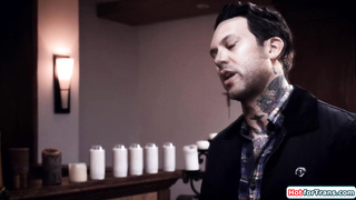 Shemale succubus Aubrey Kate seduces guy