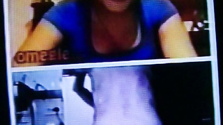 Horny Black College girl in blue dress delighted by my hot show (+ sound )