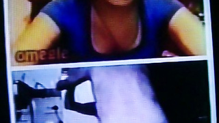 Horny Black College girl in blue dress delighted by my hot show (+ sound )