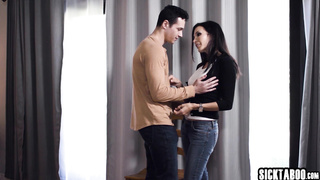 Horny stepmom poked behind the curtain