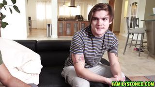 Maria Anjel sucking stepbrothers big cock