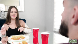 Josie sneakily sucked Peter's cock under the table