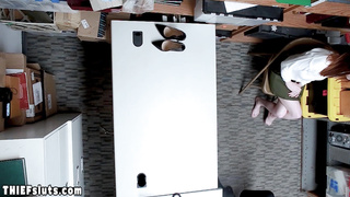 Scared red teen thief Pepper Hart fucked by a big dick