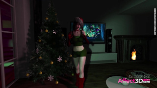 Futanari big tits babe fucking Santa's elf in 3d animatin by Pina Colada