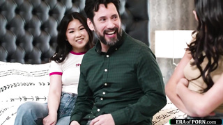 Asian babe and bff 69 while bf watches