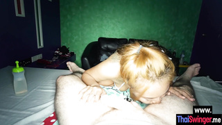 POV blowjob by horny busty Asian teen