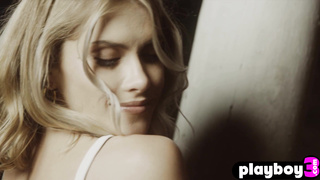 Perfect blonde teen shows her hot body