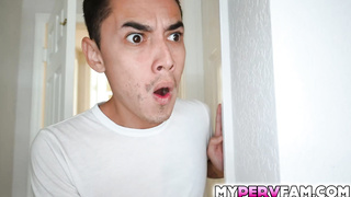 Stepbrother caught her stepsister playing with herself