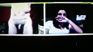 Horny College girl in white dress likes my dirty hot show (+ sound )