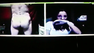 Horny College girl in white dress likes my dirty hot show (+ sound )