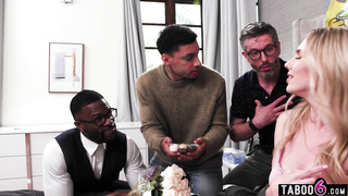 Gangbang DP fuck of sad big boobs blonde