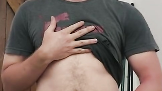 On leave and working at home masturbating in the garage