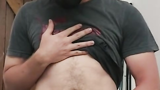 On leave and working at home masturbating in the garage