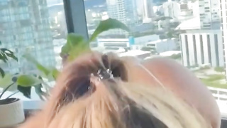 Platinum-Blonde wifey cheats on her hubby while he is at work