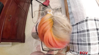 Tattooed babe Ava Minx sees what's cumming