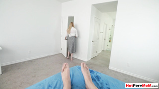 MILF mom playing with stepsons big balls