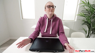 MILF mom playing with stepsons big balls