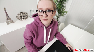 MILF mom playing with stepsons big balls