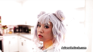 Asian princess enjoys big dick in the evening