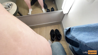 Risky romp with a trampy doll in the fitting apartment (public pounding)