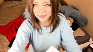 ASMR Cutie Blowing Her Dildo On Webcam