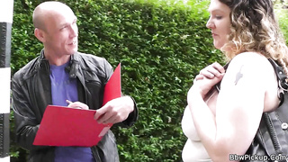 Curly plumper is tempted and boinked by stranger