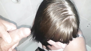 Man pissing all over milfs tits