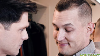 Studs having sneaky sex in the closet