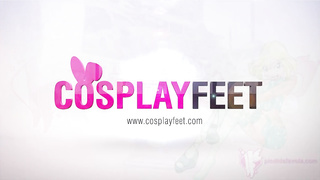 Student puts her stocking soles up on the desk